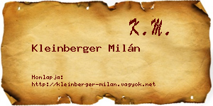 Kleinberger Milán névjegykártya